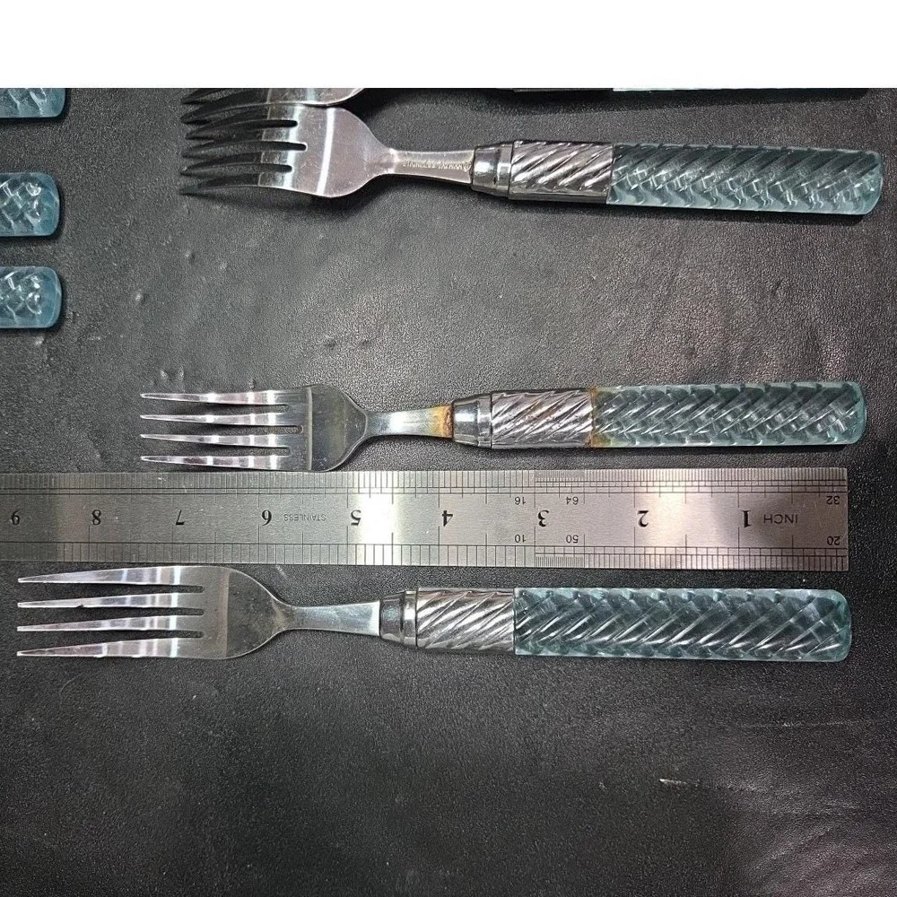 Acrylic Blue Handled Utensils, 17 Piece Set, Plastic Handles, Stainless‎ Steel
